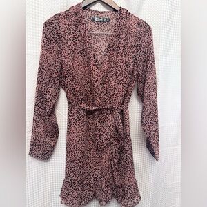 Missguided mini tea dress. Mauve with black animal print.